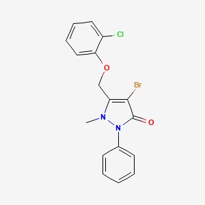 molecular formula C17H14BrClN2O2 B2898372 4-Bromo-3-((2-chlorophenoxy)methyl)-2-methyl-1-phenyl-3-pyrazolin-5-one CAS No. 946386-46-5