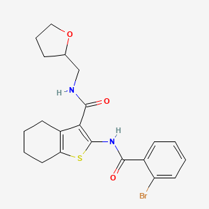 molecular formula C21H23BrN2O3S B2898375 2-(2-bromobenzamido)-N-((tetrahydrofuran-2-yl)methyl)-4,5,6,7-tetrahydrobenzo[b]thiophene-3-carboxamide CAS No. 380559-94-4