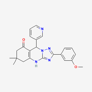 molecular formula C23H23N5O2 B2898378 2-(3-methoxyphenyl)-6,6-dimethyl-9-(pyridin-3-yl)-5,6,7,9-tetrahydro-[1,2,4]triazolo[5,1-b]quinazolin-8(4H)-one CAS No. 540479-73-0