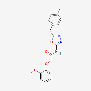 molecular formula C19H19N3O4 B2898380 2-(2-methoxyphenoxy)-N-(5-(4-methylbenzyl)-1,3,4-oxadiazol-2-yl)acetamide CAS No. 1171573-63-9