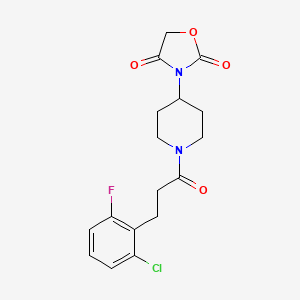molecular formula C17H18ClFN2O4 B2898384 3-(1-(3-(2-Chloro-6-fluorophenyl)propanoyl)piperidin-4-yl)oxazolidine-2,4-dione CAS No. 2034494-16-9