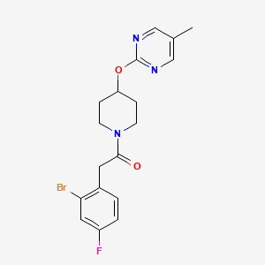 molecular formula C18H19BrFN3O2 B2898386 2-(2-Bromo-4-fluorophenyl)-1-[4-(5-methylpyrimidin-2-yl)oxypiperidin-1-yl]ethanone CAS No. 2380085-01-6