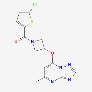 molecular formula C14H12ClN5O2S B2898389 1-(5-Chlorothiophene-2-carbonyl)-3-({5-methyl-[1,2,4]triazolo[1,5-a]pyrimidin-7-yl}oxy)azetidine CAS No. 2097893-28-0