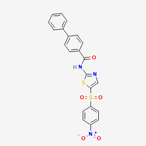 molecular formula C22H15N3O5S2 B2898395 N-[5-(4-nitrophenyl)sulfonyl-1,3-thiazol-2-yl]-4-phenylbenzamide CAS No. 292053-07-7
