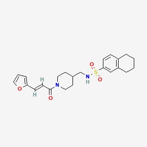 molecular formula C23H28N2O4S B2898399 (E)-N-((1-(3-(呋喃-2-基)丙烯酰)哌啶-4-基)甲基)-5,6,7,8-四氢萘-2-磺酰胺 CAS No. 1235697-49-0
