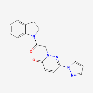 molecular formula C18H17N5O2 B2898421 2-(2-(2-methylindolin-1-yl)-2-oxoethyl)-6-(1H-pyrazol-1-yl)pyridazin-3(2H)-one CAS No. 1334372-47-2