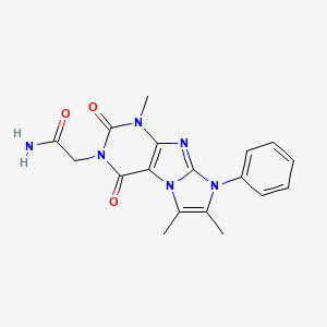 molecular formula C18H18N6O3 B2898435 2-(4,7,8-Trimethyl-1,3-dioxo-6-phenylpurino[7,8-a]imidazol-2-yl)acetamide CAS No. 876670-17-6