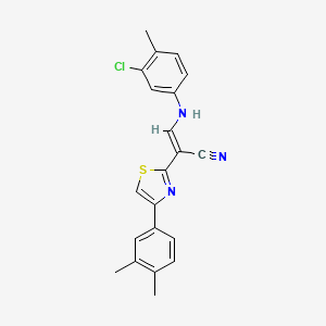 molecular formula C21H18ClN3S B2898445 (E)-3-((3-chloro-4-methylphenyl)amino)-2-(4-(3,4-dimethylphenyl)thiazol-2-yl)acrylonitrile CAS No. 477187-45-4