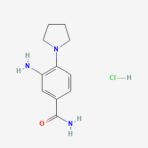 molecular formula C11H16ClN3O B2898450 3-Amino-4-(pyrrolidin-1-yl)benzamide hydrochloride CAS No. 1049751-34-9