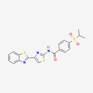 molecular formula C20H17N3O3S3 B2898453 N-(4-(benzo[d]thiazol-2-yl)thiazol-2-yl)-4-(isopropylsulfonyl)benzamide CAS No. 941957-07-9