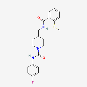 B2898455 N-(4-fluorophenyl)-4-((2-(methylthio)benzamido)methyl)piperidine-1-carboxamide CAS No. 1235151-54-8