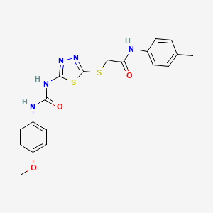 molecular formula C19H19N5O3S2 B2898459 2-((5-(3-(4-methoxyphenyl)ureido)-1,3,4-thiadiazol-2-yl)thio)-N-(p-tolyl)acetamide CAS No. 898461-73-9