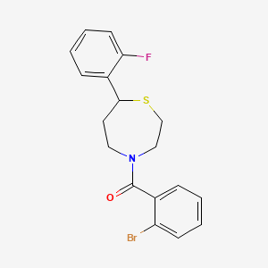 molecular formula C18H17BrFNOS B2898462 (2-Bromophenyl)(7-(2-fluorophenyl)-1,4-thiazepan-4-yl)methanone CAS No. 1706093-04-0