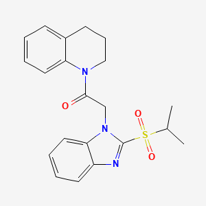 molecular formula C21H23N3O3S B2898463 1-(3,4-dihydroquinolin-1(2H)-yl)-2-(2-(isopropylsulfonyl)-1H-benzo[d]imidazol-1-yl)ethanone CAS No. 886903-42-0