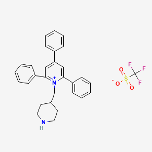 molecular formula C30H29F3N2O3S B2898464 2,4,6-Triphenyl-1-(piperidin-4-ylmethyl)pyridin-1-ium trifluoromethanesulfonate CAS No. 80254-14-4