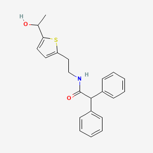 molecular formula C22H23NO2S B2898477 N-(2-(5-(1-hydroxyethyl)thiophen-2-yl)ethyl)-2,2-diphenylacetamide CAS No. 2034344-97-1
