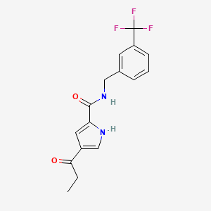 molecular formula C16H15F3N2O2 B2898479 4-propionyl-N-[3-(trifluoromethyl)benzyl]-1H-pyrrole-2-carboxamide CAS No. 439111-99-6