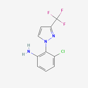 molecular formula C10H7ClF3N3 B2898483 3-Chloro-2-(3-(trifluoromethyl)-1H-pyrazol-1-yl)aniline CAS No. 1006961-96-1