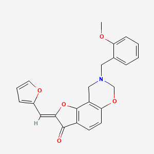 molecular formula C23H19NO5 B2898498 (Z)-2-(furan-2-ylmethylene)-8-(2-methoxybenzyl)-8,9-dihydro-2H-benzofuro[7,6-e][1,3]oxazin-3(7H)-one CAS No. 951953-95-0