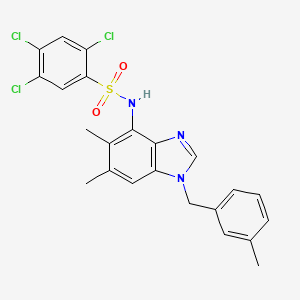 molecular formula C23H20Cl3N3O2S B2898501 2,4,5-trichloro-N-[5,6-dimethyl-1-(3-methylbenzyl)-1H-1,3-benzimidazol-4-yl]benzenesulfonamide CAS No. 338423-55-5