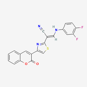 molecular formula C21H11F2N3O2S B2898511 (2E)-3-[(3,4-difluorophenyl)amino]-2-[4-(2-oxo-2H-chromen-3-yl)-1,3-thiazol-2-yl]prop-2-enenitrile CAS No. 477297-52-2