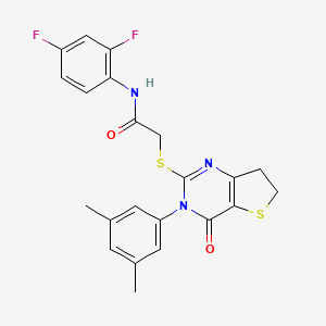 molecular formula C22H19F2N3O2S2 B2898514 N-(2,4-difluorophenyl)-2-((3-(3,5-dimethylphenyl)-4-oxo-3,4,6,7-tetrahydrothieno[3,2-d]pyrimidin-2-yl)thio)acetamide CAS No. 877653-51-5