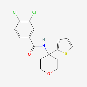 molecular formula C16H15Cl2NO2S B2898523 3,4-dichloro-N-(4-(thiophen-2-yl)tetrahydro-2H-pyran-4-yl)benzamide CAS No. 2034244-84-1