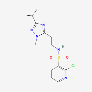 molecular formula C13H18ClN5O2S B2898591 2-Chloro-N-[2-(2-methyl-5-propan-2-yl-1,2,4-triazol-3-yl)ethyl]pyridine-3-sulfonamide CAS No. 2224404-82-2