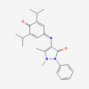molecular formula C23H27N3O2 B2898596 4-((3,5-diisopropyl-4-oxocyclohexa-2,5-dien-1-ylidene)amino)-1,5-dimethyl-2-phenyl-1H-pyrazol-3(2H)-one CAS No. 86938-59-2