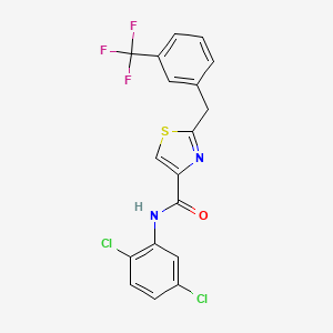 molecular formula C18H11Cl2F3N2OS B2898611 N-(2,5-dichlorophenyl)-2-[3-(trifluoromethyl)benzyl]-1,3-thiazole-4-carboxamide CAS No. 478042-53-4