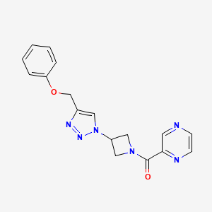 molecular formula C17H16N6O2 B2898616 (3-(4-(phenoxymethyl)-1H-1,2,3-triazol-1-yl)azetidin-1-yl)(pyrazin-2-yl)methanone CAS No. 2034339-67-6