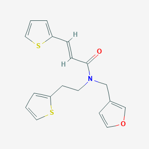 molecular formula C18H17NO2S2 B2898627 (E)-N-(furan-3-ylmethyl)-3-(thiophen-2-yl)-N-(2-(thiophen-2-yl)ethyl)acrylamide CAS No. 1428381-97-8