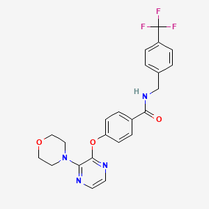 molecular formula C23H21F3N4O3 B2898628 4-{[3-(morpholin-4-yl)pyrazin-2-yl]oxy}-N-[4-(trifluoromethyl)benzyl]benzamide CAS No. 1116084-27-5