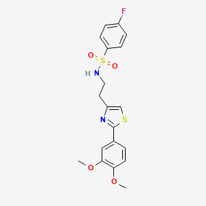 molecular formula C19H19FN2O4S2 B2898632 N-(2-(2-(3,4-dimethoxyphenyl)thiazol-4-yl)ethyl)-4-fluorobenzenesulfonamide CAS No. 863512-32-7