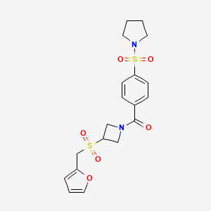 molecular formula C19H22N2O6S2 B2898633 (3-((Furan-2-ylmethyl)sulfonyl)azetidin-1-yl)(4-(pyrrolidin-1-ylsulfonyl)phenyl)methanone CAS No. 1797698-77-1