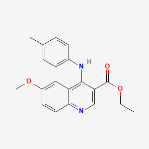 molecular formula C20H20N2O3 B2898635 Ethyl 6-methoxy-4-[(4-methylphenyl)amino]quinoline-3-carboxylate CAS No. 383894-45-9
