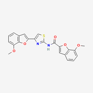 molecular formula C22H16N2O5S B2898645 7-methoxy-N-(4-(7-methoxybenzofuran-2-yl)thiazol-2-yl)benzofuran-2-carboxamide CAS No. 921854-70-8