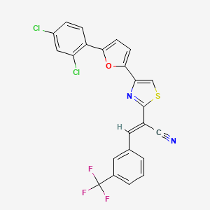 molecular formula C23H11Cl2F3N2OS B2898646 (2E)-2-{4-[5-(2,4-dichlorophenyl)furan-2-yl]-1,3-thiazol-2-yl}-3-[3-(trifluoromethyl)phenyl]prop-2-enenitrile CAS No. 338978-48-6