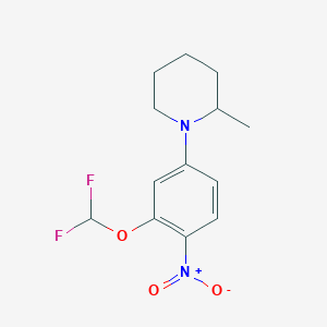 molecular formula C13H16F2N2O3 B2898649 1-[3-(Difluoromethoxy)-4-nitrophenyl]-2-methylpiperidine CAS No. 2138192-60-4