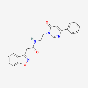 molecular formula C21H18N4O3 B2898653 2-(benzo[d]isoxazol-3-yl)-N-(2-(6-oxo-4-phenylpyrimidin-1(6H)-yl)ethyl)acetamide CAS No. 1334371-45-7