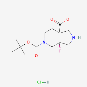 molecular formula C14H24ClFN2O4 B2898654 5-O-Tert-butyl 7a-O-methyl (3aR,7aS)-3a-fluoro-1,2,3,4,6,7-hexahydropyrrolo[3,4-c]pyridine-5,7a-dicarboxylate;hydrochloride CAS No. 2377004-95-8