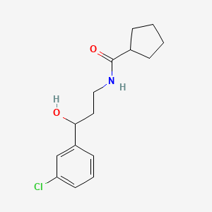 molecular formula C15H20ClNO2 B2898655 N-(3-(3-chlorophenyl)-3-hydroxypropyl)cyclopentanecarboxamide CAS No. 2034520-79-9
