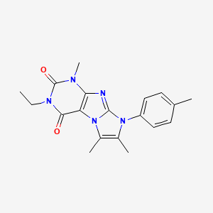 molecular formula C19H21N5O2 B2898662 3-ethyl-1,6,7-trimethyl-8-(p-tolyl)-1H-imidazo[2,1-f]purine-2,4(3H,8H)-dione CAS No. 877644-59-2