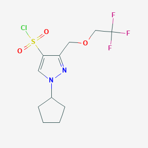 molecular formula C11H14ClF3N2O3S B2898663 1-cyclopentyl-3-[(2,2,2-trifluoroethoxy)methyl]-1H-pyrazole-4-sulfonyl chloride CAS No. 1856019-21-0
