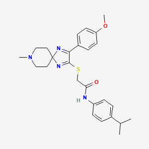 molecular formula C26H32N4O2S B2898666 N-(4-isopropylphenyl)-2-((3-(4-methoxyphenyl)-8-methyl-1,4,8-triazaspiro[4.5]deca-1,3-dien-2-yl)thio)acetamide CAS No. 1185150-05-3