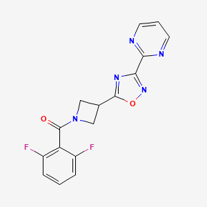 molecular formula C16H11F2N5O2 B2898668 (2,6-Difluorophenyl)(3-(3-(pyrimidin-2-yl)-1,2,4-oxadiazol-5-yl)azetidin-1-yl)methanone CAS No. 1323706-33-7
