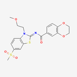 molecular formula C20H20N2O6S2 B2898676 (Z)-N-(3-(2-methoxyethyl)-6-(methylsulfonyl)benzo[d]thiazol-2(3H)-ylidene)-2,3-dihydrobenzo[b][1,4]dioxine-6-carboxamide CAS No. 864977-28-6