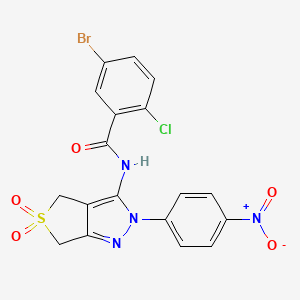 molecular formula C18H12BrClN4O5S B2898679 5-bromo-2-chloro-N-(2-(4-nitrophenyl)-5,5-dioxido-4,6-dihydro-2H-thieno[3,4-c]pyrazol-3-yl)benzamide CAS No. 450336-41-1