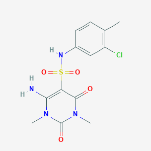 molecular formula C13H15ClN4O4S B2898690 4-amino-N-(3-chloro-4-methylphenyl)-1,3-dimethyl-2,6-dioxopyrimidine-5-sulfonamide CAS No. 869076-94-8