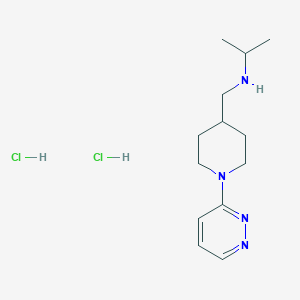 molecular formula C13H24Cl2N4 B2898696 N-[(1-Pyridazin-3-ylpiperidin-4-yl)methyl]propan-2-amine;dihydrochloride CAS No. 2378503-14-9